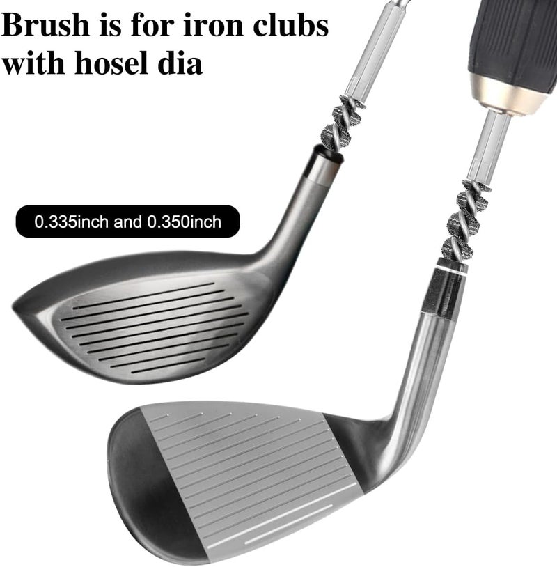 CKANDAY 4 Pcs Golf Clubs Head Hosel Brush, Golf Club Brush, Golf Stainless Steel Hosel Wire Brush Electric Drill Cleaning Wire Brush Tool, Hex Shank Handle Electric Drill Wire Brush for Wood and Iron, Sliver - Image 3